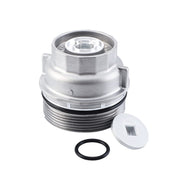 Pilida oil filter cap front view showing clean finish and OEM fit benefit