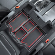 PIMCAR front view of console tray showing organized compartments and quick access
