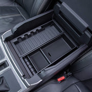 PIMCAR front view of console tray showing organized compartments and quick access benefit
