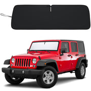 PIMCAR sun shade installed front view showing full windshield coverage and heat reduction