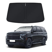 PinBaoLaLa front installation showing perfect Tahoe windshield coverage and cooler cabin benefit