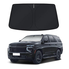 PinBaoLaLa front installation showing perfect Tahoe windshield coverage and cooler cabin benefit