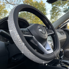 PINCTROT front view silver steering wheel cover adding glam and protection