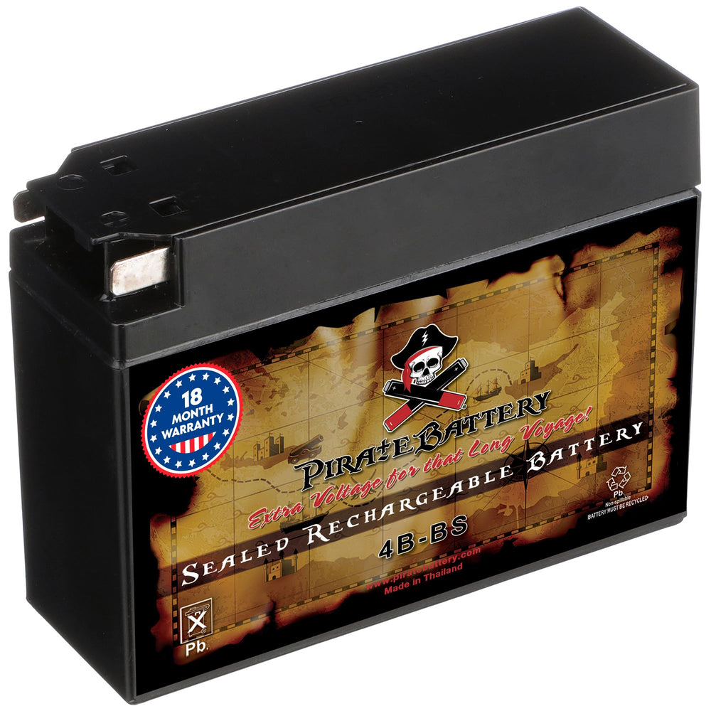 Pirate Battery front view showing compact 12V 2Ah form factor and easy fit