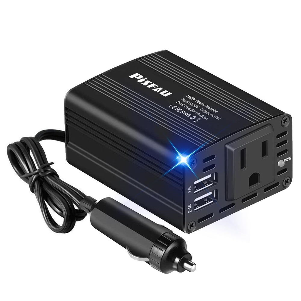 PiSFAU front view showing AC outlet and USB ports for versatile charging