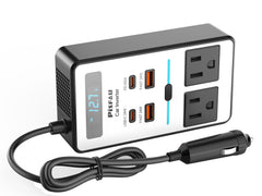 PiSFAU front view showing AC outlets and USB ports for versatile charging