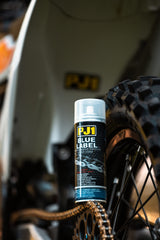 PJ1 on a motorcycle chain in use illustrating protection and reduced wear