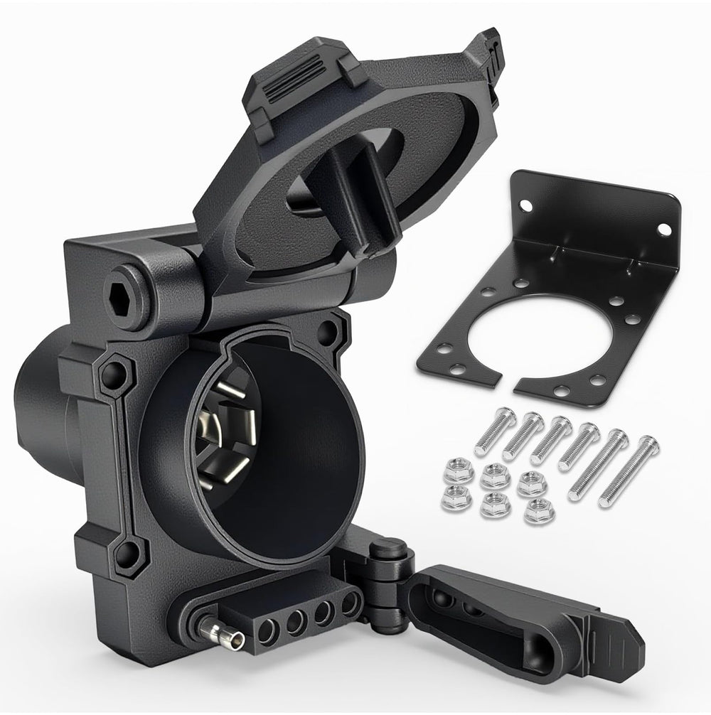 PKDOAX front view showing both outlets and durable housing for flexible towing