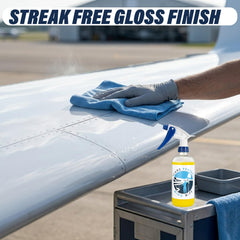 Plane Perfect used on an aircraft wing showing glossy protective sheen