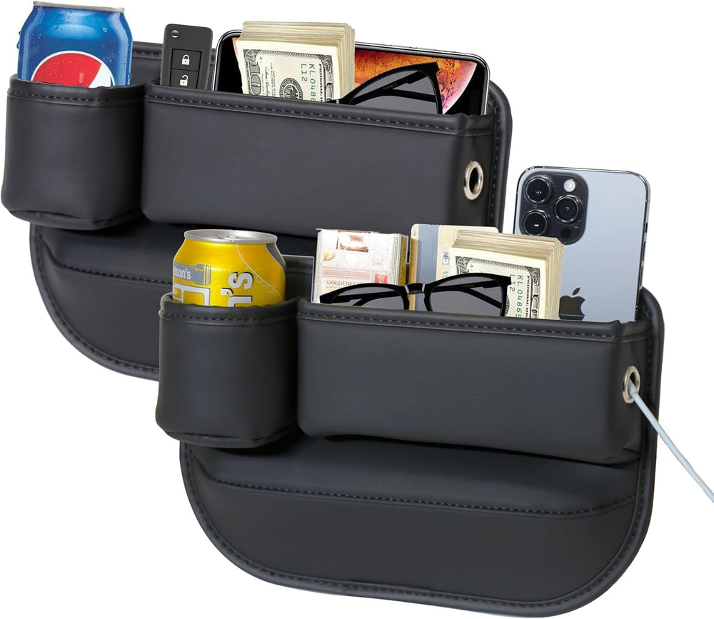PLEW front view installed between seat and console shows tidy reachable storage benefit
