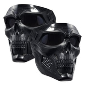 PLOOTA front view full-face skull mask with goggles showing protective coverage