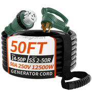 PlugSaf front view of 14-50P male and SS2-50R female showing secure connection benefit
