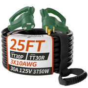 PlugSaf front view of TT-30P plug and TT-30R socket showing secure connection benefit