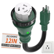 PlugSaf front view adapter showing plug and receptacle for secure connection