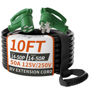 PlugSaf front view showing NEMA 14-50 plug and socket for reliable power