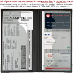 PlusXpres attached to sun visor for quick access and space-saving benefit