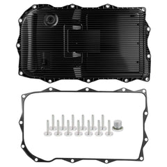 Pnktool transmission pan front view showing fit and improved sealing
