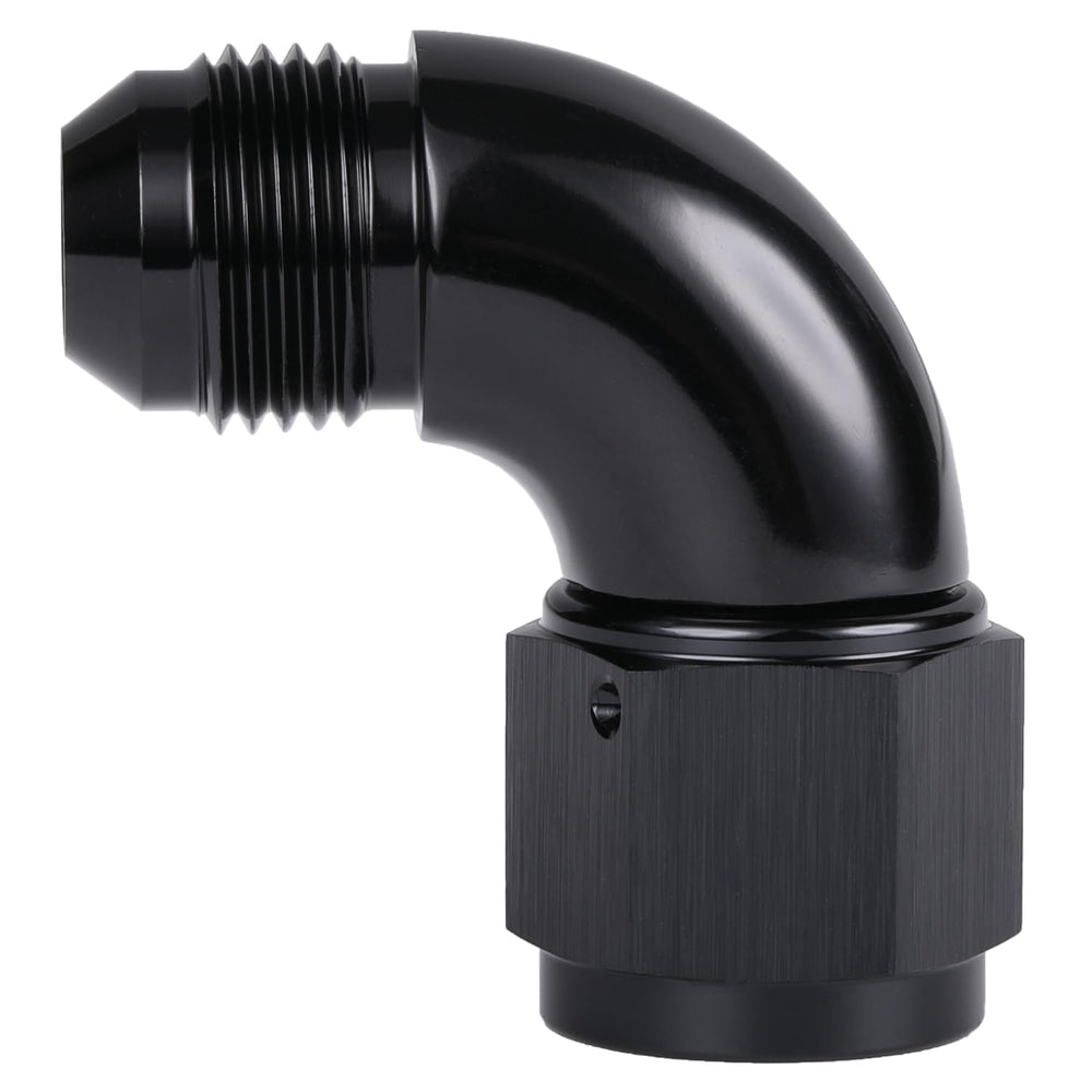 Podavelle front view of AN10 90° adapter showing compact design and durability