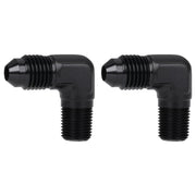 Podavelle front view of AN3 to 1/8 NPT 90° elbow showing compact profile and durability