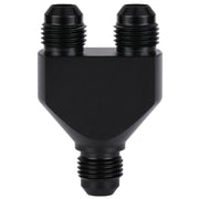 Podavelle front view showing compact anodized Y block for reliable fluid splitting