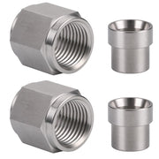 Podavelle front view of 6AN nuts and sleeves showing durable stainless finish and corrosion resistance