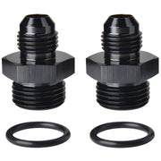 Podavelle adapter pair front view showing black anodized finish and profile, durable connection