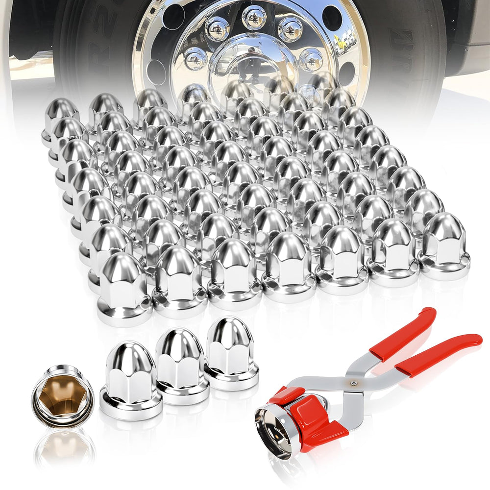 Podoy front packaging 60-pack chrome lug nut covers, easy fleet protection