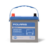 Polaris battery front packaging showing model and quick benefits