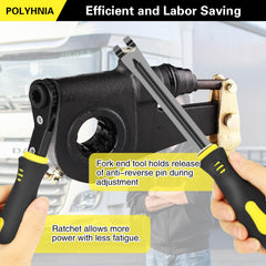 POLYHNIA ergonomic non-slip handle showing improved comfort and torque control