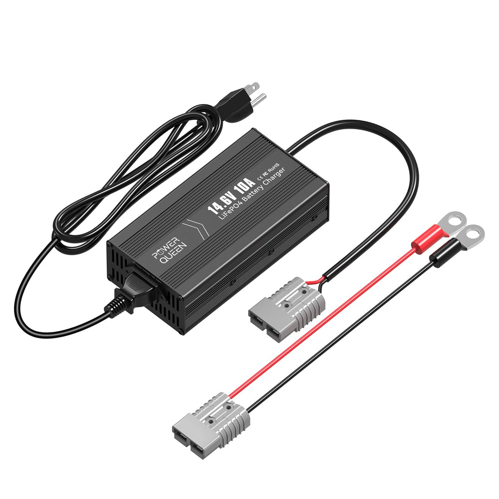 Power Queen front view of charger showing durable case and ports for reliable charging