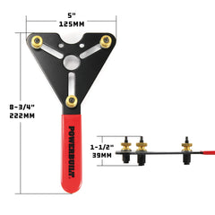 Powerbuilt adjustable holding pins detail showing pin spacing for multiple clutch sizes