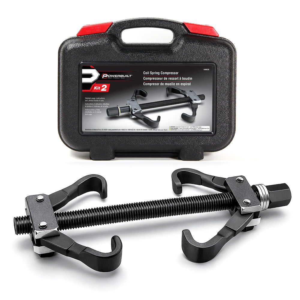 Powerbuilt front view of kit in case showing tools neatly organized and protected