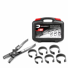 Powerbuilt case open showing organized compressor bands and tool for easy access