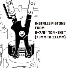 Powerbuilt band next to pistons showing size range compatibility and scale
