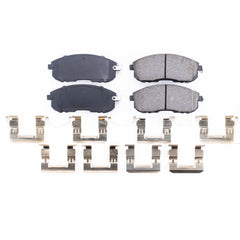 PowerStop Z17 ceramic pad face closeup highlighting chamfered and slotted design