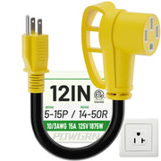 POWGRN front view of adapter showing plug and sockets for quick identification and safe use