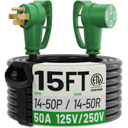 POWGRN front view showing NEMA 14-50 connectors and weatherproof benefits