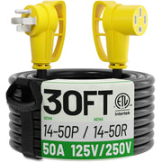 POWGRN front view showing 14-50P plug and 14-50R receptacle for reliable connections
