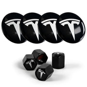 Powlamks front packaging showing four hub sticker emblems and four valve caps, presenting a complete kit benefit