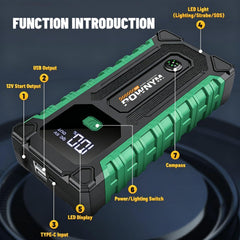 Pownym LED lighting modes closeup for bright signaling and emergency use