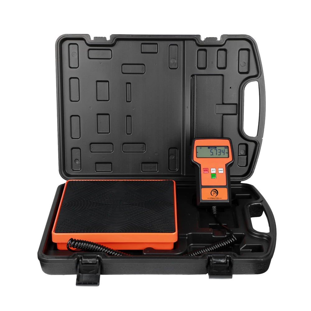 P PBAUTOS front view with refrigerant tank showing professional weighing benefit