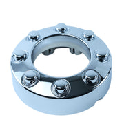 PPCovers chrome front hub cap front view showing clean OEM fit and enhanced appearance