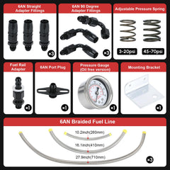 PQY braided lines and fittings laid out for hassle-free installation and reliability