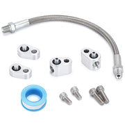 PQY front installation view showing crossover fitting and improved coolant routing
