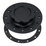 PQY billet fuel cap front view showing durable aluminum finish and easy fueling benefit