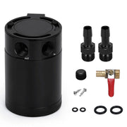 PQY front view of catch can showing compact aluminum body and ports, protects intake