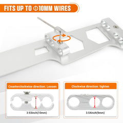 PQY adjustment detail with hex key showing expandable holes up to 10mm for thicker wires
