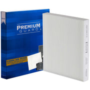 Premium Guard cabin filter front view showing clean pleats and fit benefits