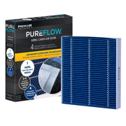 Premium Guard PUREFLOW front view showing full filter and clean-fit benefit