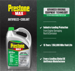 Pouring Prestone MAX Asian Green into a radiator demonstrating easy use